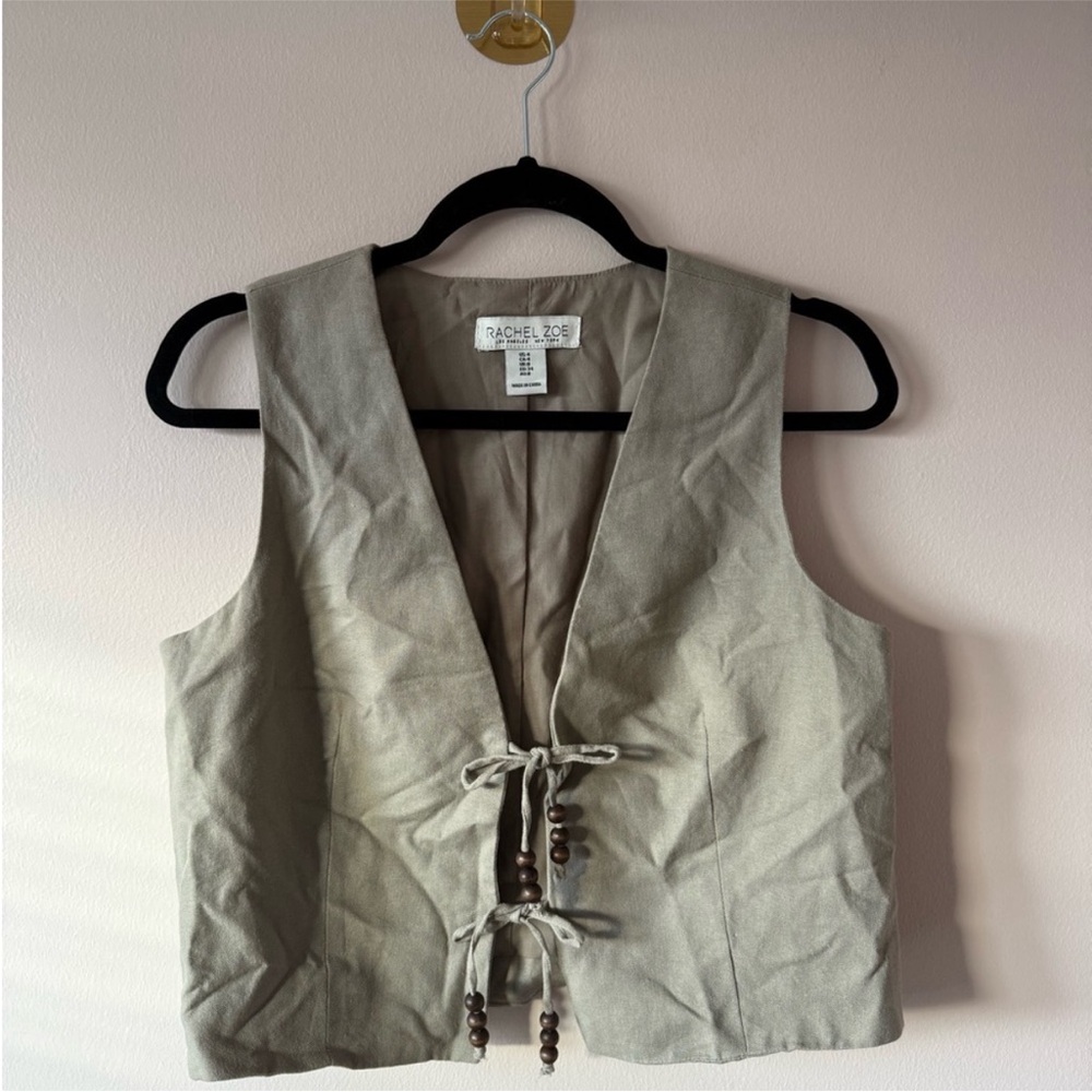 Rachel Zoe Women's Beige Tie-Front Vest